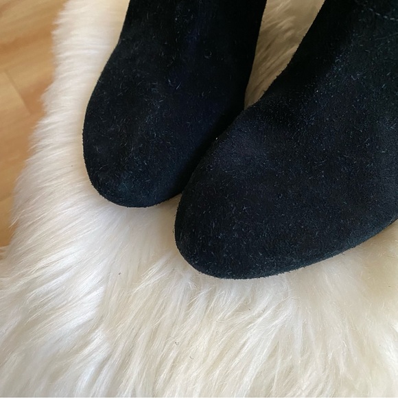 House of Harlow Black Suede Wedge Knee High Boots - Picture 9 of 13
